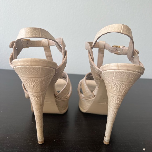 Saint Laurent Tribute Sandals 105 Croc Embossed S7 - Picture 2 of 5
